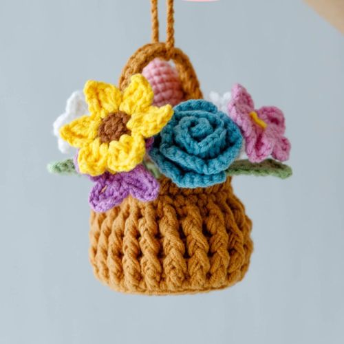 Flower Basket Car Hanging Crochet Pattern