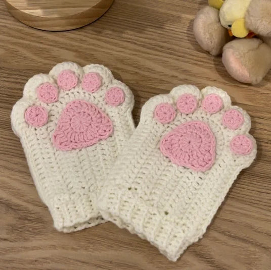 Cat Paw Fingerless Gloves Crochet Pattern
