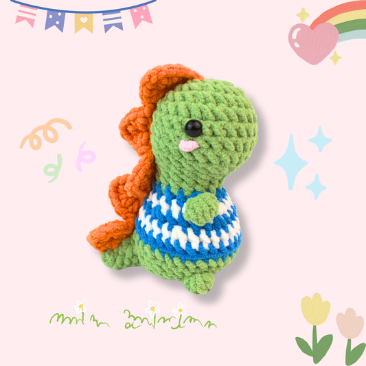 Stegosaurus wearing striped shirt Crochet Pattern