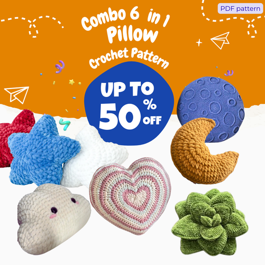 Combo 6  in 1  Pillow Crochet Pattern