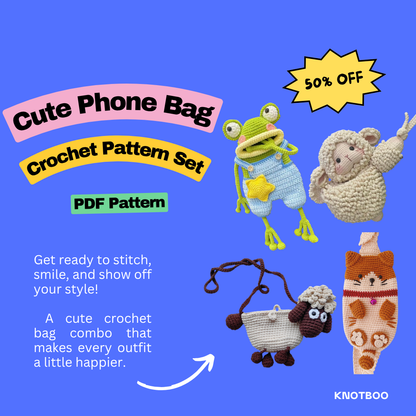 Cute phone bag crochet pattern set
