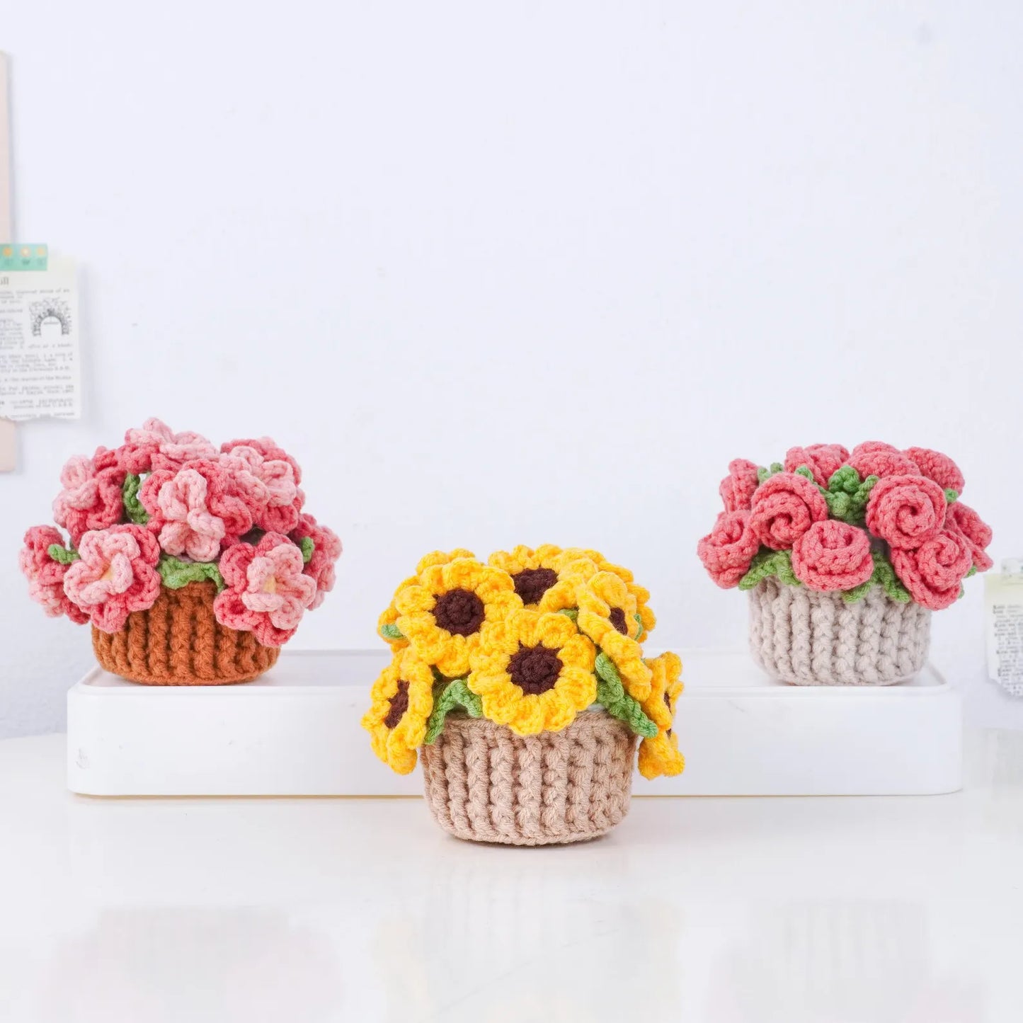 Combo 3 in 1 Flower Coaster Pot Crochet Pattern