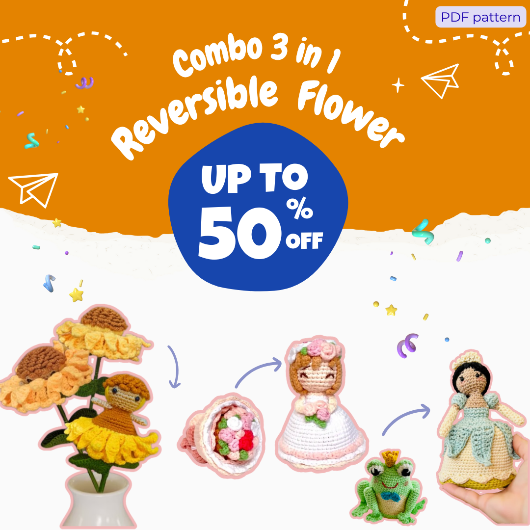 Combo 3 in 1 Reversible  Flower Crochet Pattern