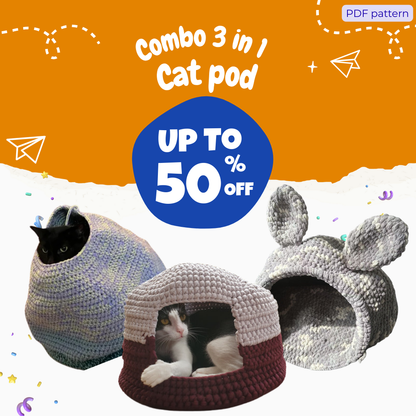 Combo 3-in-1 Cat Pod Crochet Pattern