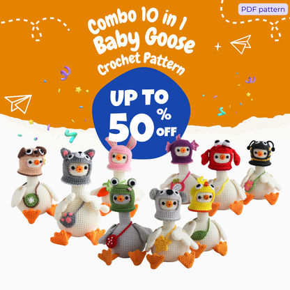 Combo 9 in 1 Baby Goose  Crochet Pattern