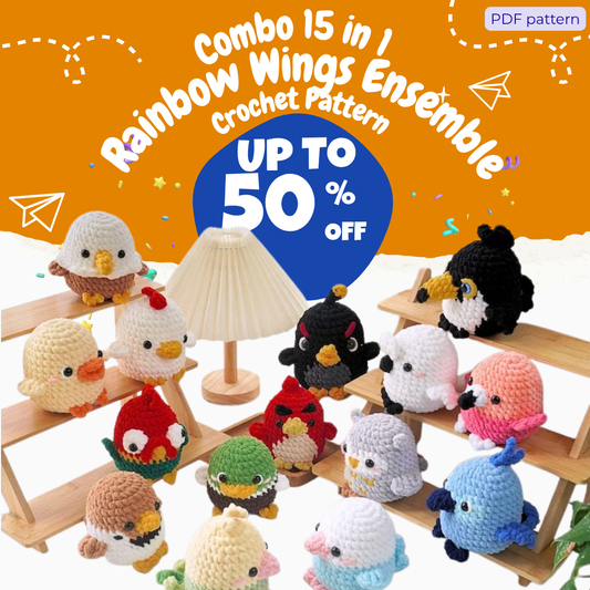 Combo 15 in 1 Rainbow Wings Ensemble Crochet Patterns