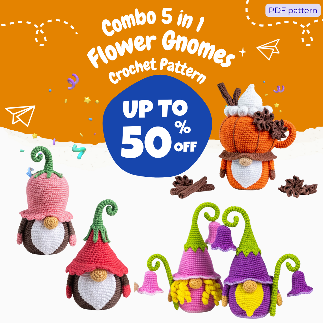 Combo 5 in 1 Flower Gnomes Crochet Pattern